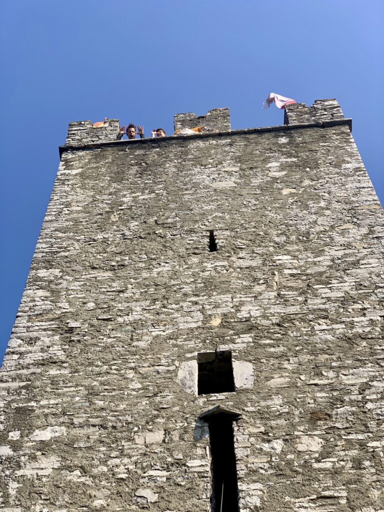 Castillo di Vezio castle with white stone
