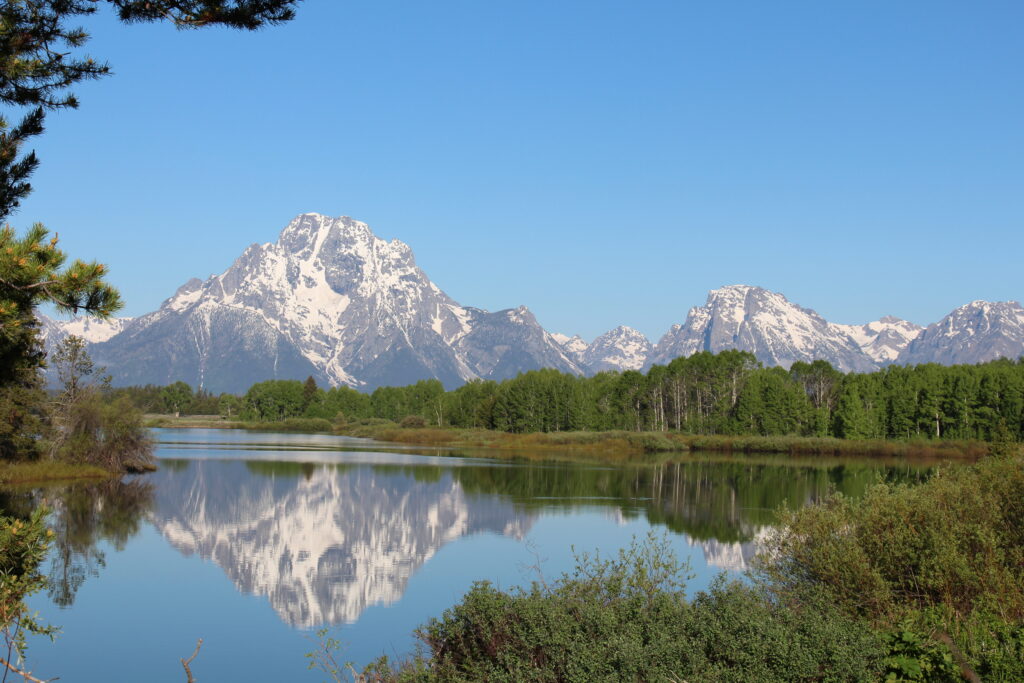 Grand Teton Mountain behind a lake
