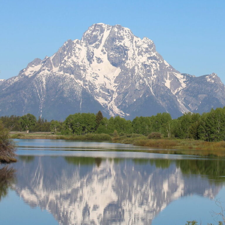Grand Teton Mountain behind a lake