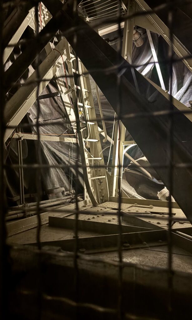 inside a metal frame